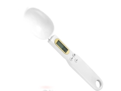Báscula de cocina electrónica con pantalla y cuchara medidora