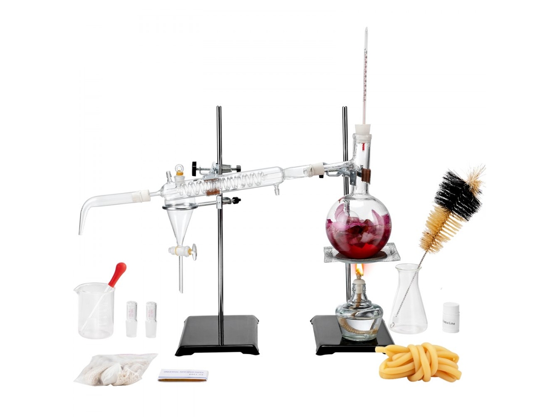Set de destilación de 500 ml para aceites esenciales con accesorios Tekmaquinas