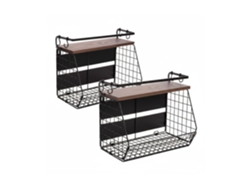 Relaxdays Set 2 Cestas De Frutas Magnéticas Para Pared, Organizador De Cocina, 30x35,5x21 Cm, Metal Negro/marrón