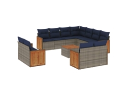 Maison Exclusive - Conjunto De Sofá De Jardín De 12 Piezas Con Cojines, Poliratán Gris
