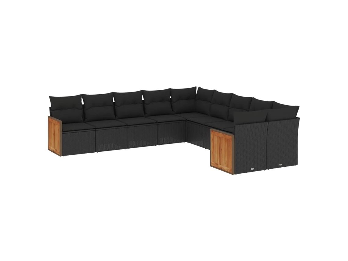 Maison Exclusive - Set De Sofás De Jardín 10 Pzas Cojines Ratán Sintético Negro