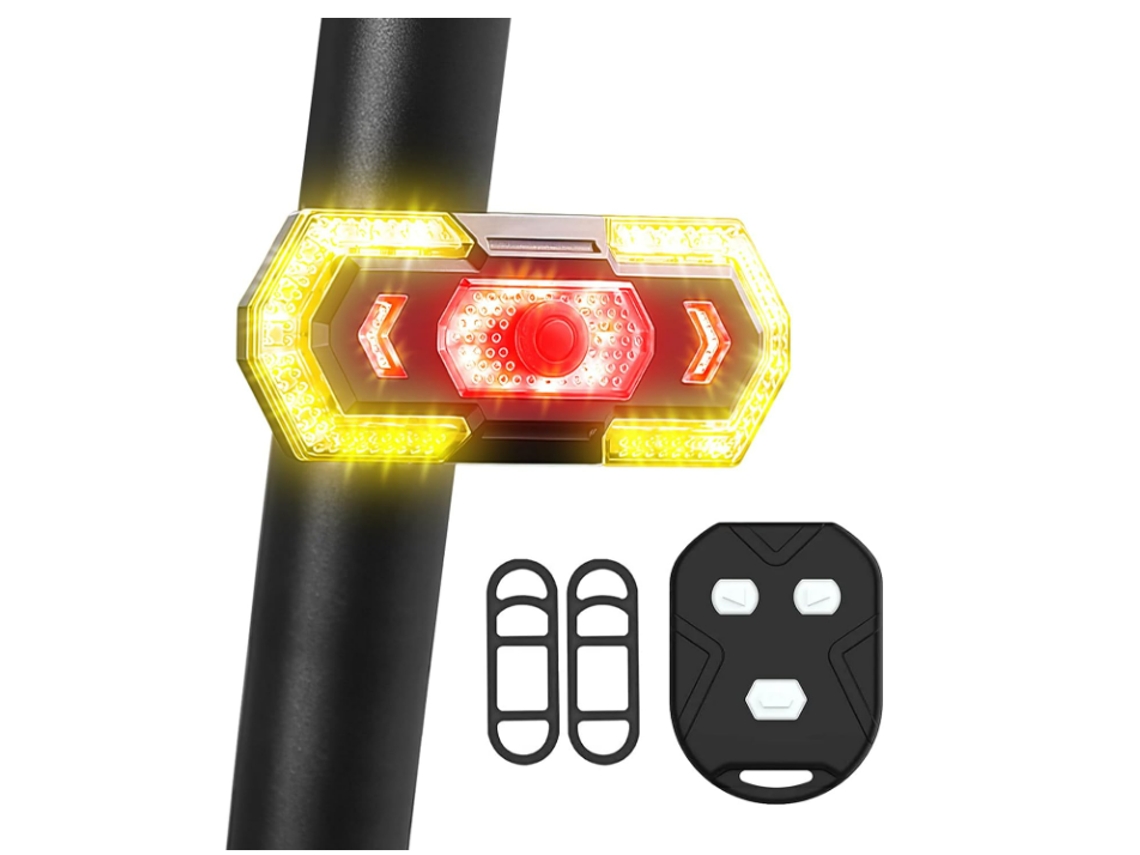 YIZHOOD Control remoto inalámbrico luz trasera de bicicleta carga USB impermeable súper brillante DES446 (negro)