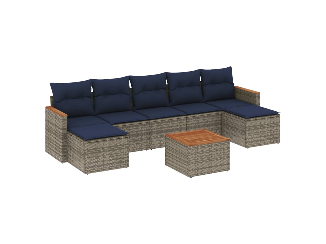 Maison Exclusive - Conjunto De Sofá De Jardín De 8 Piezas Con Cojines, Poliratán Gris