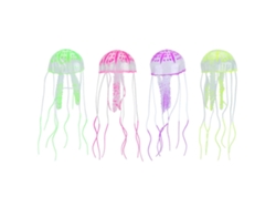 4 piezas de medusas artificiales fluorescentes flotantes de silicona para acuario, decoración para acuarios Rosewell