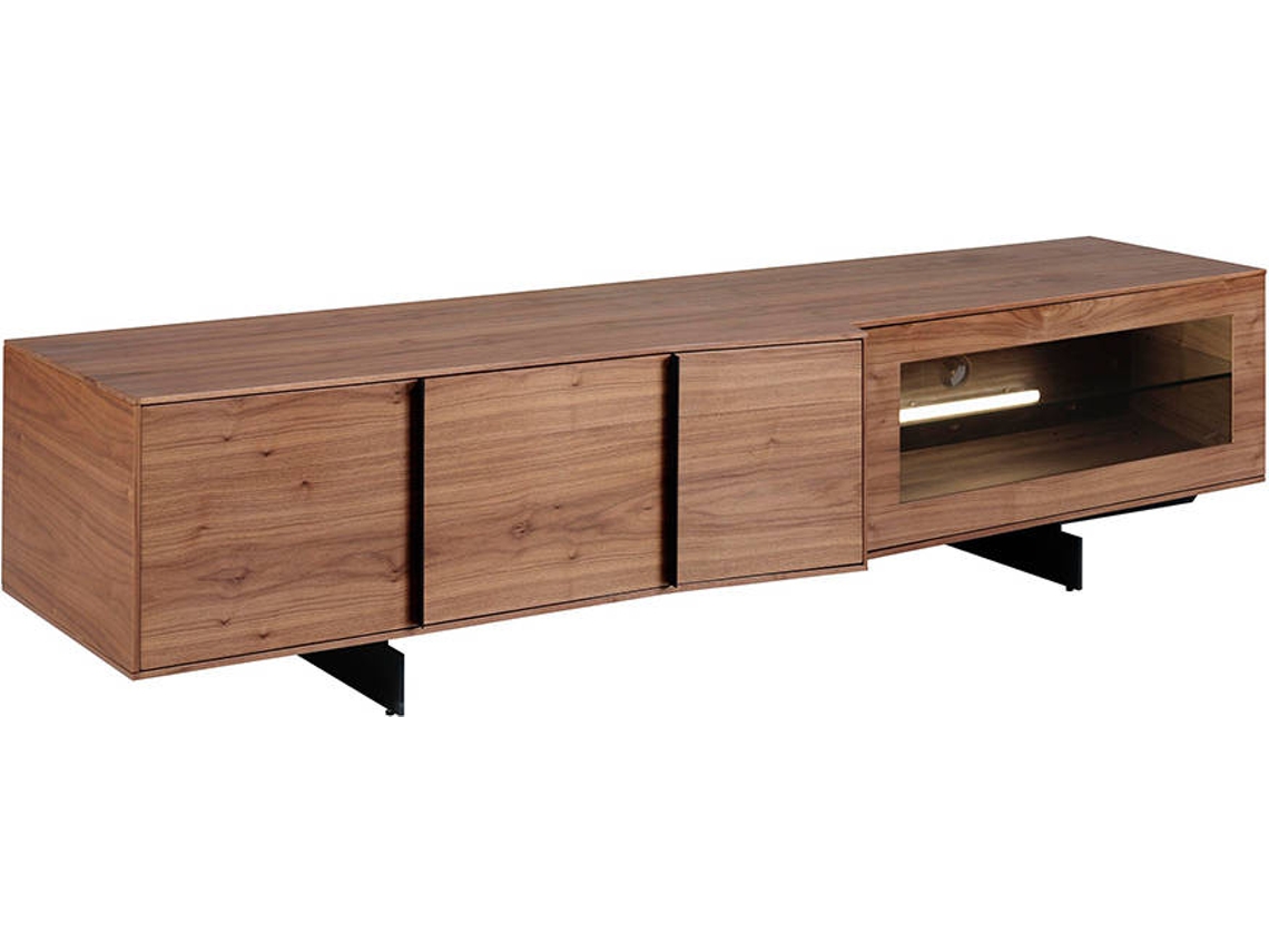 Mueble de TV ANGEL CERDÁ. 3219 (Marrón, Negro - Acero inoxidable, Vidrio - 200 x 55 x 48 cm)