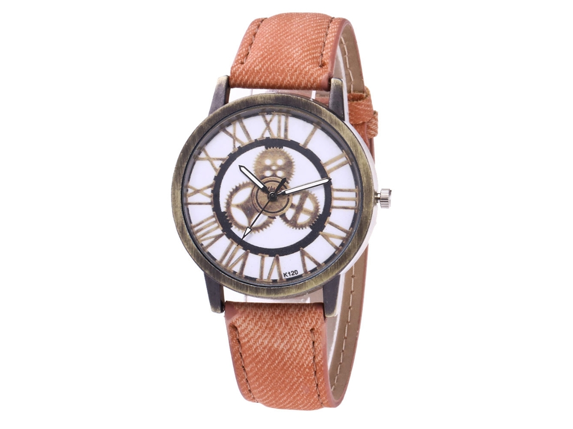 Reloj De Pulsera Unisex Casual Zhoulianfa Con Correa De Jean Café Analógico