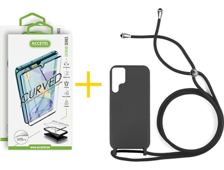 Carcasa + 2 Protectores de Pantalla para Samsung Galaxy S22 Ultra 5G ACCETEL Negro