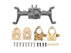 Conjunto de cárter del eje delantero 2026 con copa de dirección CNC para coche RC 1/24 FMS Xiaoqi FCX24 en metal titanio.
