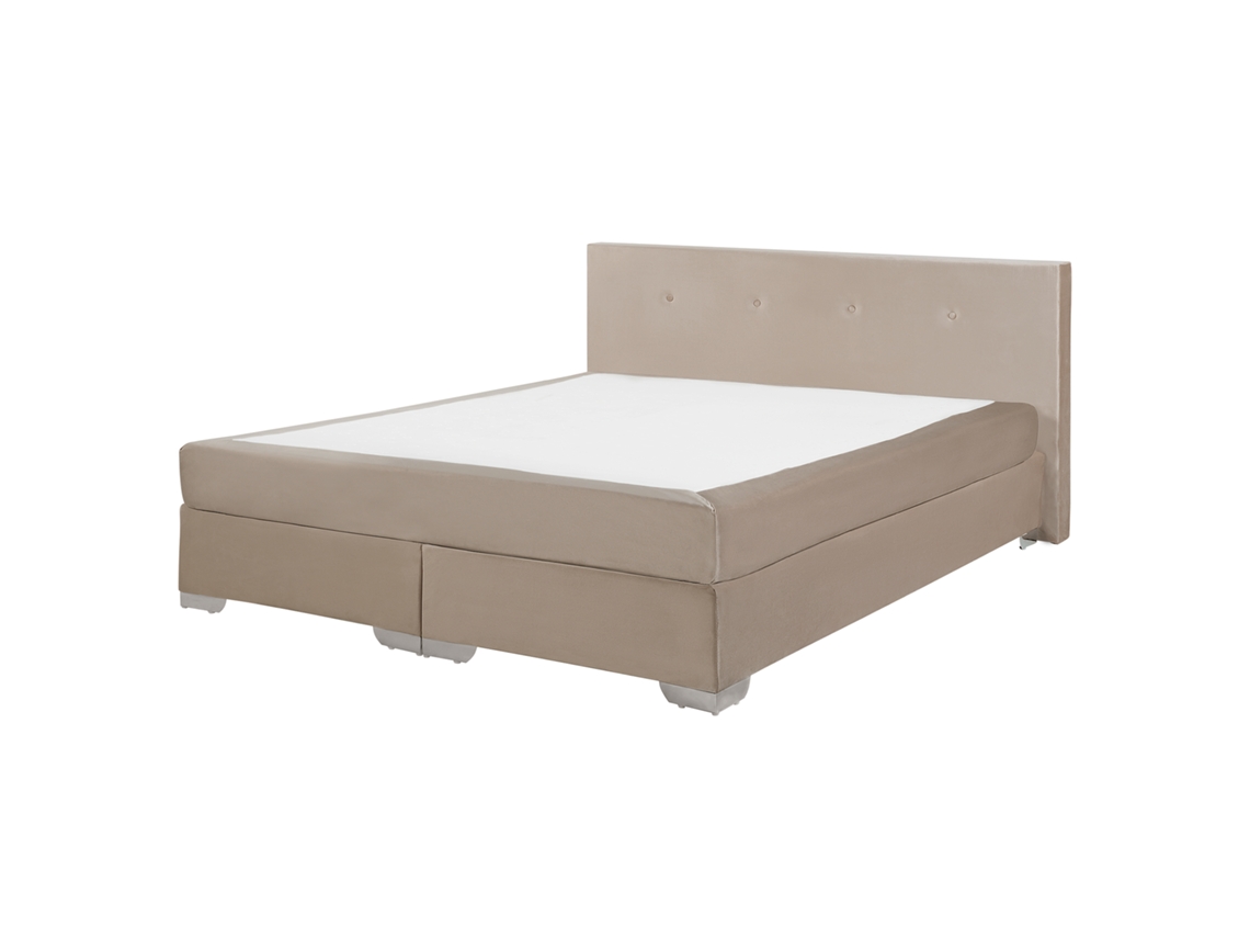 Cama Continental Consul de BELIANI en terciopelo crema 191x212x91