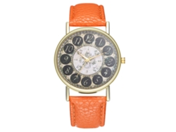 Reloj De Pulsera Analógico Con Correa De Pu, Reloj De Cuarzo Clásico Para Mujer Y Hombre (naranja)