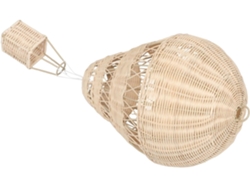 Globo Aerostático Decorativo De Ratán Sintético Beige Tejido A Mano Con Luz Led, Accesorio
