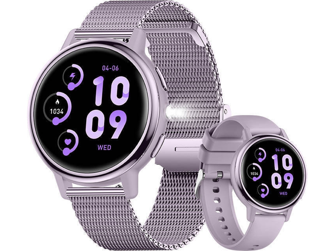 Smartwatch CHRONUS AK88 para Mujeres con Monitoreo de Salud y Llamadas Bluetooth (Morado)