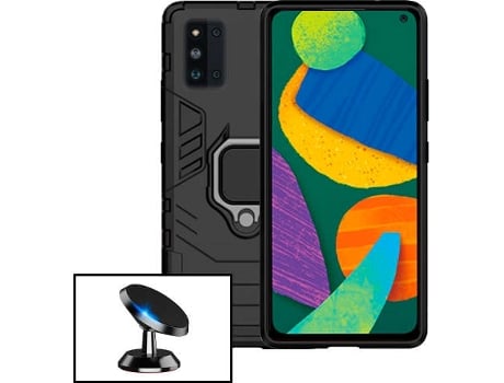 Carcasa + Soporte Magnético Samsung Galaxy F52 5G PHONECARE Military Defender Negro