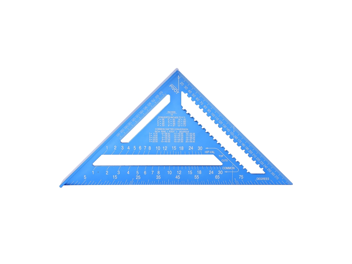 Regla triangular de aleación de aluminio, sistema métrico e imperial, escala clara, alta precisión, fácil de leer para ingenieros y carpinteros, color azul.