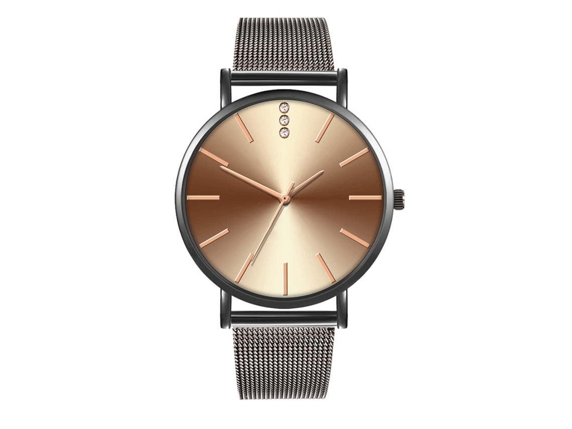 Reloj de moda para parejas con correa Malla, esfera redonda, Cuarzo Unisex