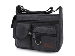 2026-mochila Messenger De Lona Bolsa Bandolera Satchel Bolsa De Hombro Para Trabajo Escolar Negro