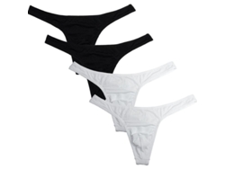 Rebe-pack 4 Cuerdas Hombre Vdf Tanga Ajustado Microfibra Estiramiento Sxl L Negro Blanco