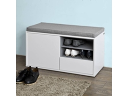 Banco Armario de Zapatos SOBUY Blanco y Gris (80x46x35cm)