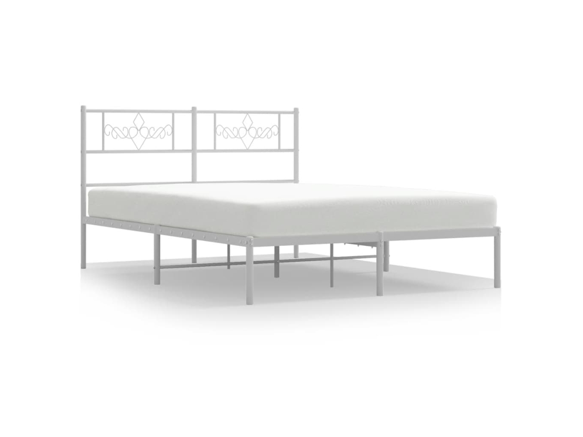 Maison Exclusive - Estructura Cama Sin Colchón Con Cabecero Metal Blanco 140x200cm