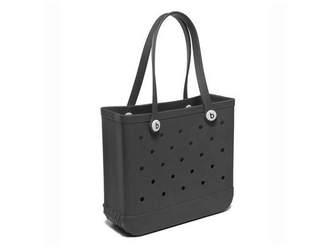 Bolso de playa grande y elegante de Eva con agujeros, ideal para ir de compras o para la piscina, color negro.