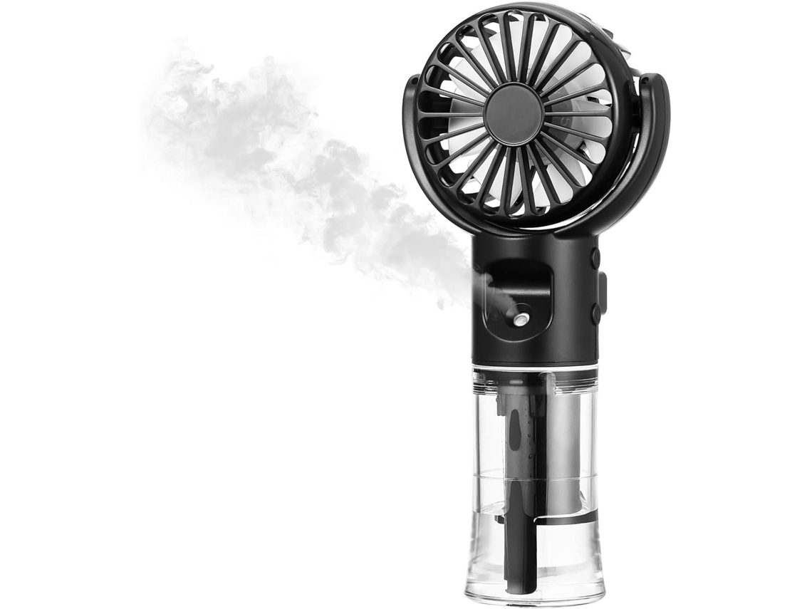 Ventilador De Mano (negro) Con Función De Rociado De Agua, Recargable Por Usb, 4 Velocidades De Viento, Se Puede Usar Alrededor Del Cuello.