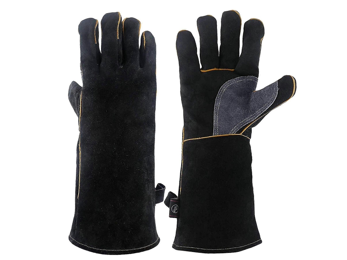 Guantes de cuero extremadamente resistentes al calor con costuras de Kevlar para chimenea, horno, parrilla, soldadura y barbacoa - Paquete de 14 unidades