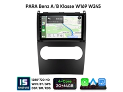 Hexinex 2gb+64gb Android 15 Rádio Carro 9 Polegadas Para Benz Classe A/b W169 W245 Bt Gps Rds Carplay