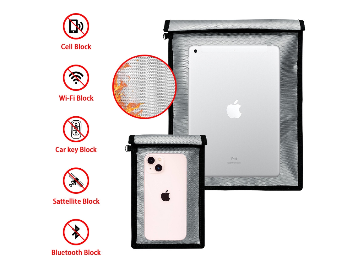 Bolsa de bloqueo de señal para dispositivos electrónicos | Bolsa Faraday con bloqueo RFID