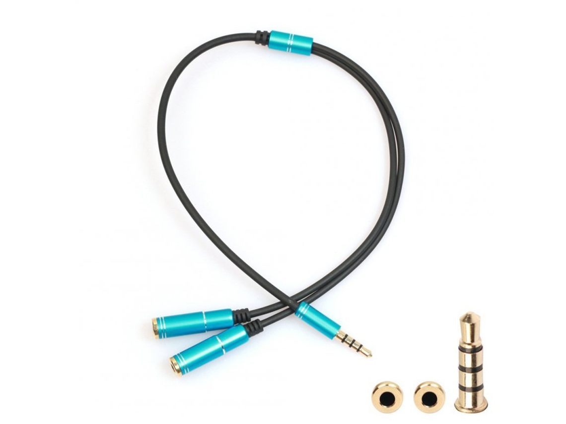 Cable computadora móvil dos en uno audio un punto dos con entrada de micrófono 3.5 cable de audio azul