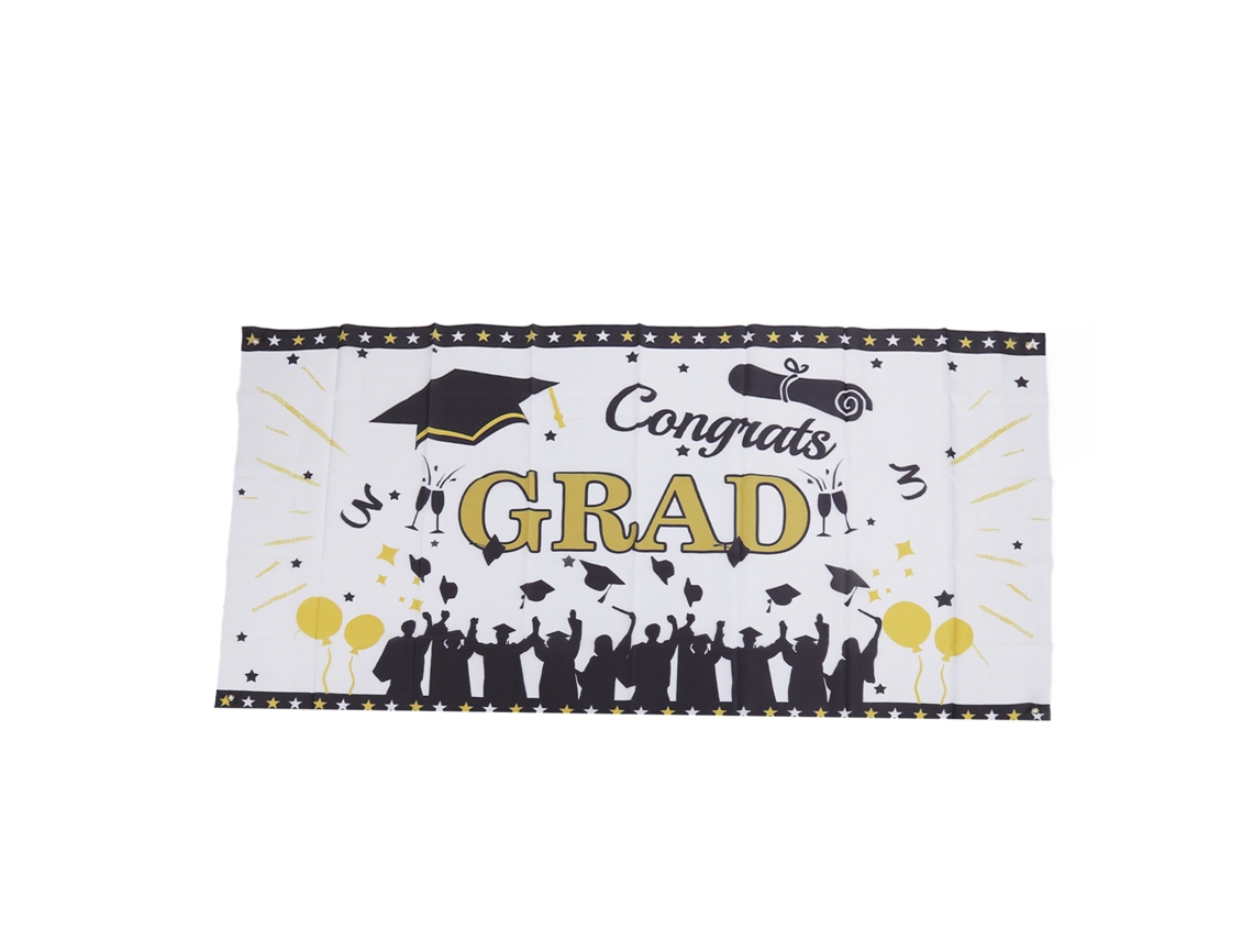 HYMNORA Banderín de Graduación Aprox 71x38in Tela de Poliéster Duradera Color No Desvanecido 4 Ojales Felicitaciones Graduación