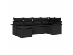 Conjunto de sofá de jardín de 6 piezas de mimbre negro EXCLUSIVO DE LA CASA