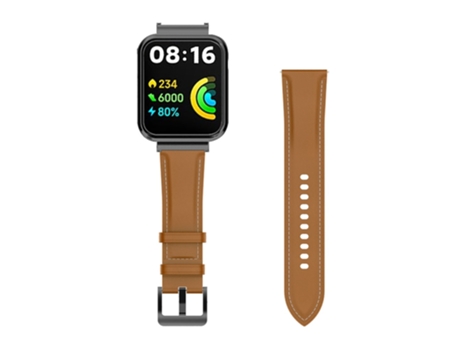 Correa de piel auténtica ajustable para Xiaomi Redmi Watch 2 Lite - marrón claro
