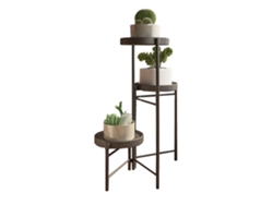 Soporte para plantas, diseño plegable, apto para uso en interiores y exteriores, B-negro, 3 niveles