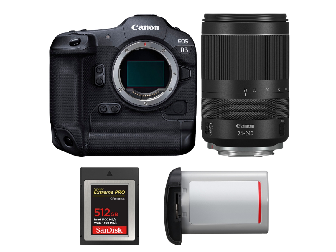 Canon Eos R3 + Rf 24-240mm F/4-6.3 Is Usm + 1 Sandisk 512gb Extreme Pro Cfexpress Type B + Canon Lp-e19 + Ebook “20 Consejos Para Fotos Que Impactan”