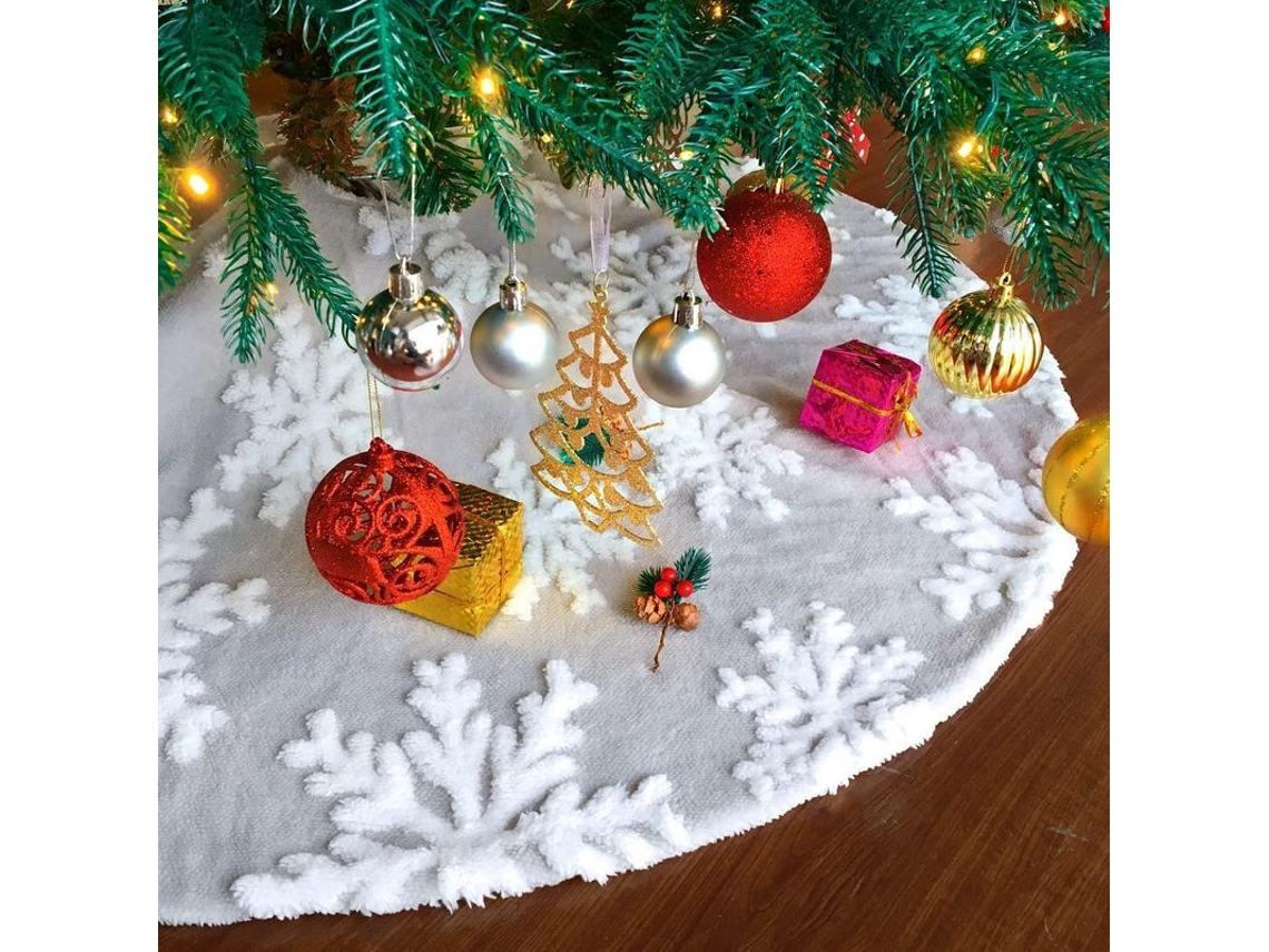 Falda Para Árbol De Navidad De 78 Cm, Jacquard De Cachemir Con Copos De Nieve Tridimensionales, Color Gris.