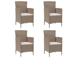 Sillas de jardín con cojines, 4 unidades, mimbre sintético beige, Dkd Home Decor