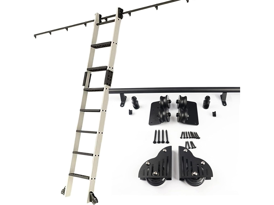 Kit De Herrajes Para Riel Deslizante Para Escalera Rodante | Biblioteca Móvil