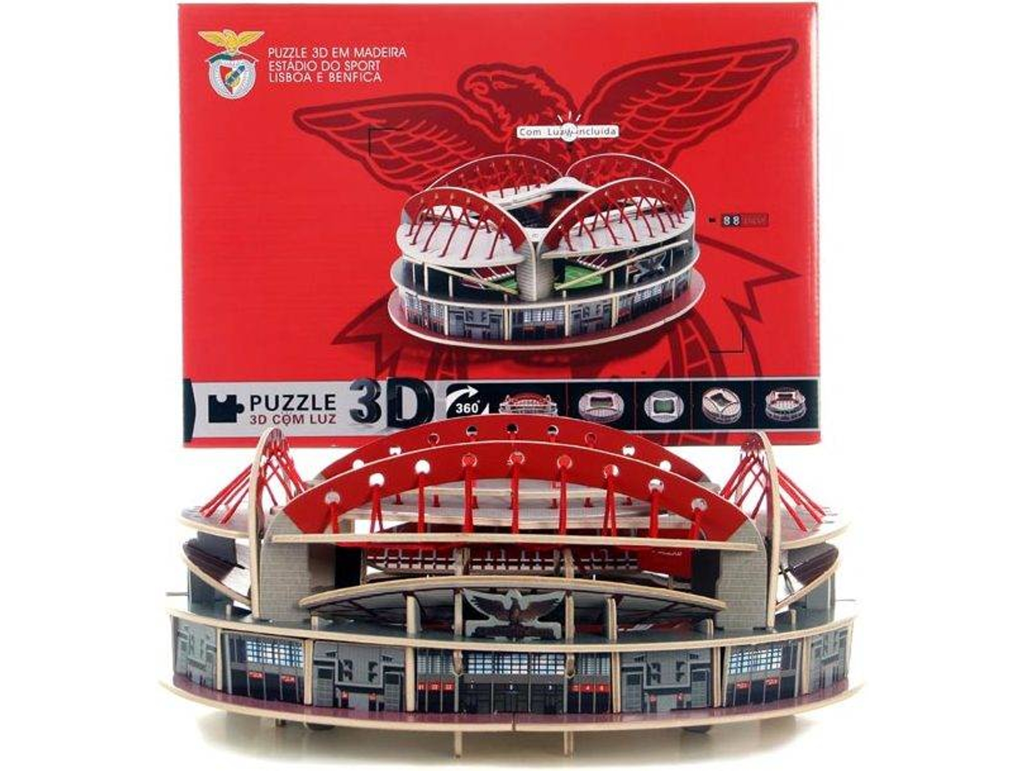 Puzzle 3D TRADEPORTUGAL de madera - Estádio da Luz - SLB (Edad Mínima Recomendada: 10 años - 88 Piezas)
