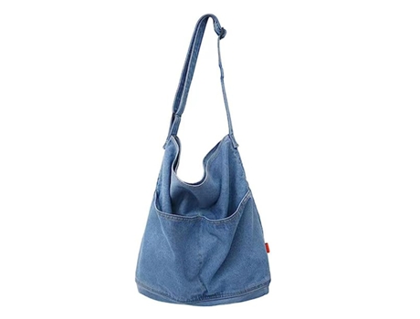 Bolso de hombro de mezclilla para mujer Bolso de mano Hobo Bolso de lona informal Bolso cruzado retro Bolso de gran capacidad, azul claro
