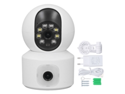 Cámara De Seguridad Interior De 360° Con Doble Lente, Wifi, Monitor Para Bebés Y Mascotas Con Intercomunicador Bidireccional.
