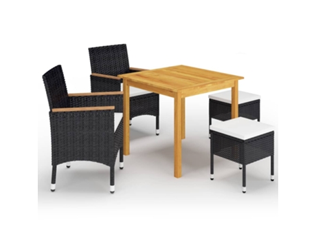 Conjunto 5 de comedor de jardín de VIDAXL negro