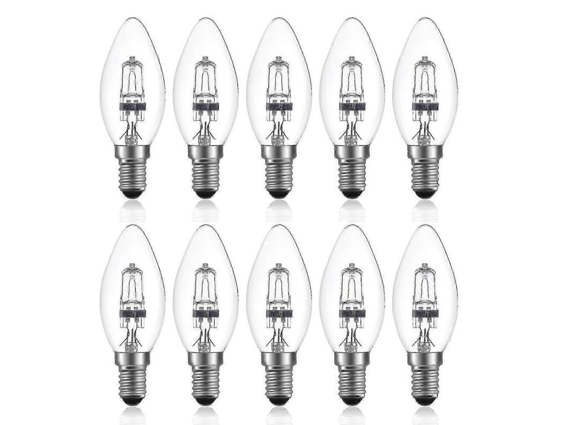 Bombilla Halógena Tipo Vela De 42 W, E14, C35, Ca, 220-240 V, Regulable, Luz Blanca Cálida De 2700 K (10 Unidades)