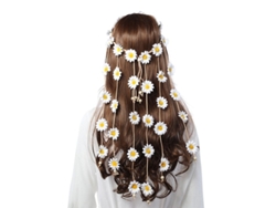 Tiara Hippie Floral Con Girasoles, Perlas Y Correa Ajustable - Accesorio Para El Cabello