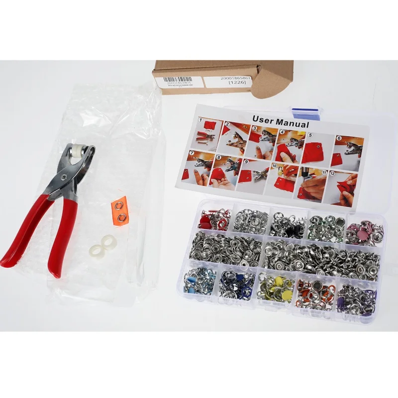100pcs Snap Set Set de Ferramentas de Montagem, Contém Oco e Metal Sólido Garra Snap, Adequado para Instalar Sacos de Roupas MDUG