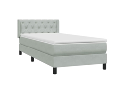 Maison Exclusive - Cama Box Spring Con Colchón Terciopelo Gris Claro 80x220 Cm