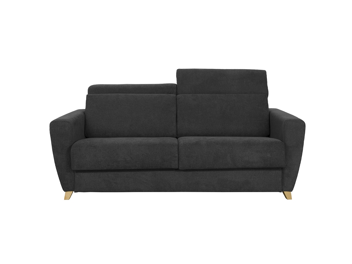Sofá convertible 3 plazas con reposacabezas ajustables efecto terciopelo gris oscuro GOYA MILIBOO