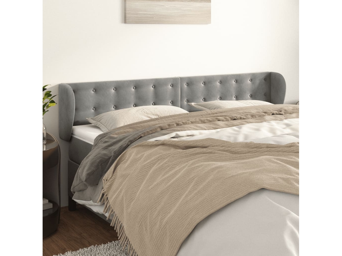 Cabecero De Terciopelo Gris Claro 203x23x78/88 Cm