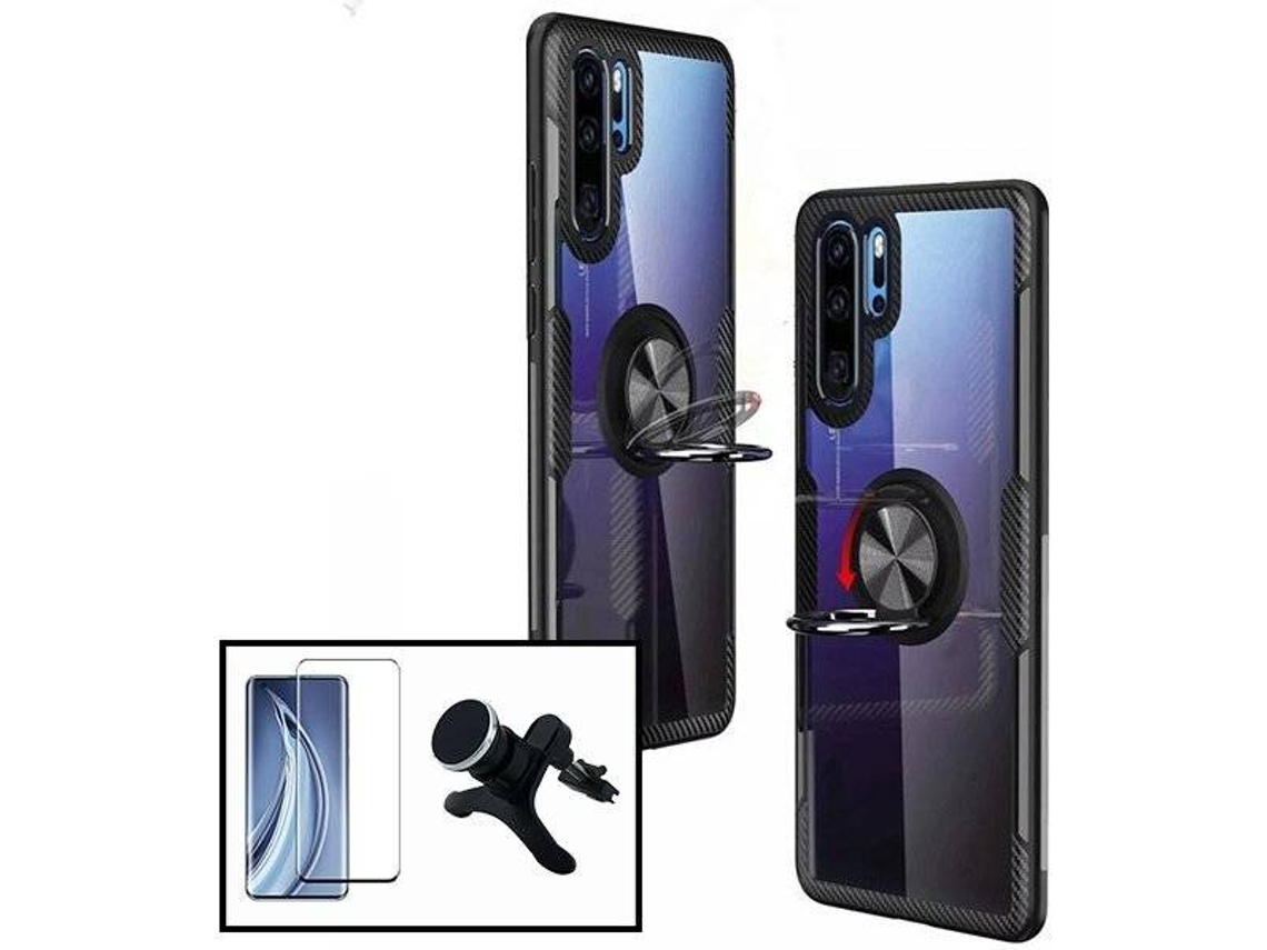 Kit Funda, Soporte Y Protector De Cristal Templado Para Huawei P30 Pro New Edition, Clear Armor, Transparente Y Negro