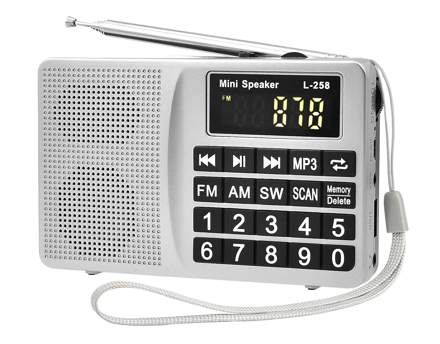 (plata) Radio Am/mw/fm/sw Con Ranura Para Tarjeta Tf, Interfaz Usb Y Entrada Aux, Botones Grandes.
