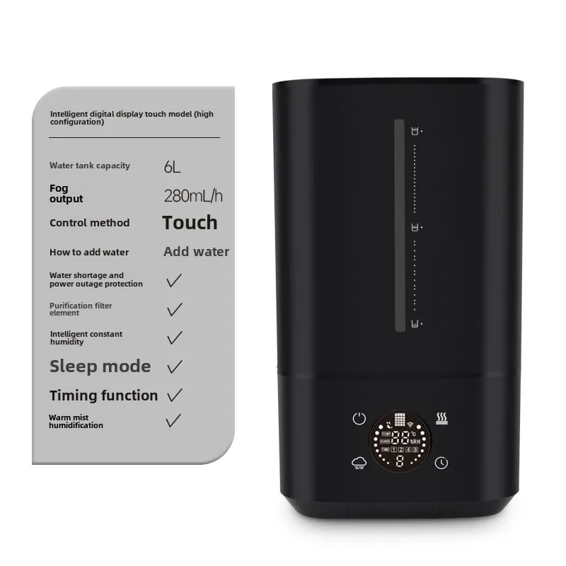 Umidificador De 6 Litros (versão Com Névoa De Calor), Umidade Constante Inteligente, Grande Capacidade E Design Silencioso.